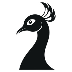 Peacock Silhouette Elegant Bird Head Side View Vector Illustration