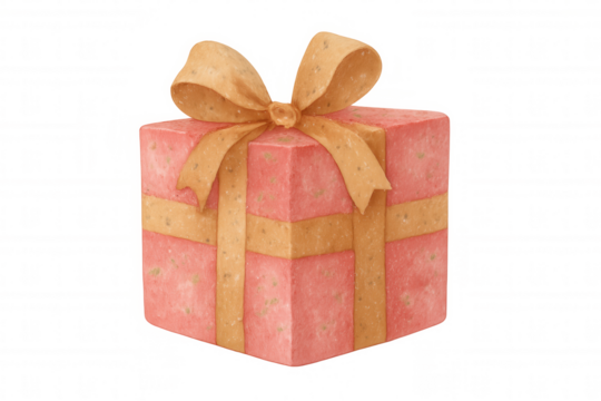 Present box watercolor illustration with golden ribbon, celebrating special moments, holidays, and surprise gifting