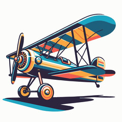 biplane, airplane, plane, aircraft, air, propeller, flight, sky, vintage, aeroplane, old, fly, retro, aviation, transport, wing, pilot, travel, illustration, red, background, vector, transportation, w