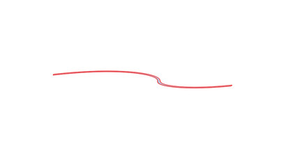 Red rectangle white curve isolated on a transparent background