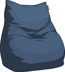 紺色の大きいビーズクッションのイラスト