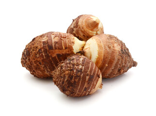 Slice of taro isolated on white background