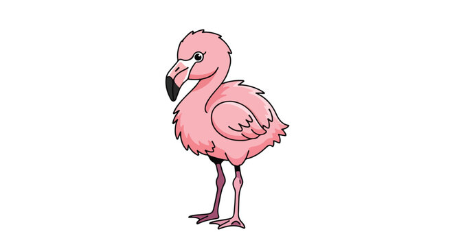 Stylized flamingo illustration standing tall with pink feathers and delicate features a whimsical and charming animal depiction for creative projects