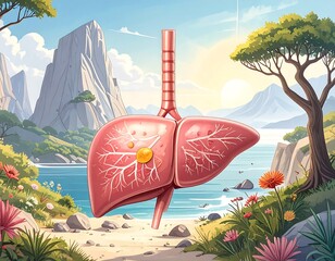 Healthy liver displayed in nature