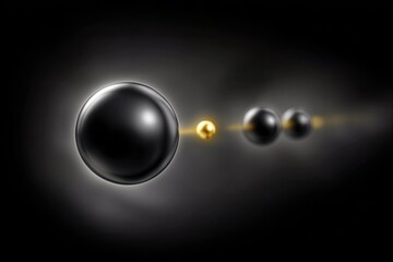 Dark spheres with a highlighted, golden sphere in between