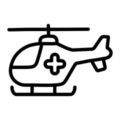 Rescue Helicopter Vector Line Icon Design