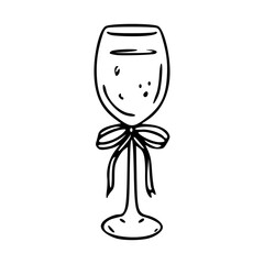 wine glass with a bow ribbon