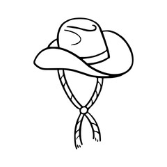 cowboy hat and lasso outline drawing