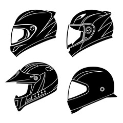 Assorted Motorcycle Helmet Silhouettes Collection motocross © zalal