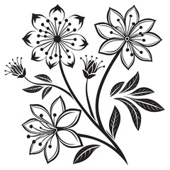 Black and White Floral Arrangement with Leaves flower