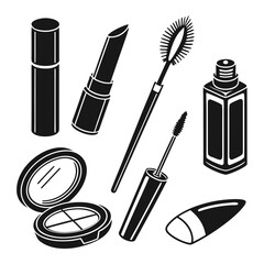 Black And White Makeup Icons With Mascara And Lipstick