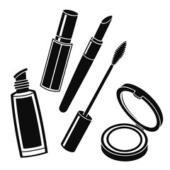Black And White Makeup Icons With Mascara And Lipstick