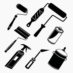 Black Silhouettes of Painting and Decorating Tools