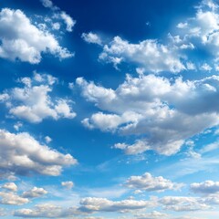 Obraz premium Blue sky filled with fluffy, white clouds, a perfect summer day, and a sense of calm and freedom