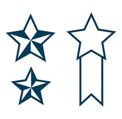 Obraz premium Set of vector illustration stars with different shapes and designs in a navy blue color