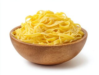 Fresh pasta in wooden bowl, a classic comfort food, ready to be savored. The soft light accentuates the texture of the pasta 