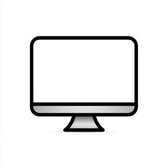  Modern minimalist computer monitor icon, black and white, representing technology, display, or workspace on a white background with copy space.