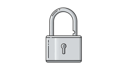 Naklejka premium Simplified metallic padlock vector illustration emphasizing security and data protection featuring clean lines and a keyhole detail highlighting