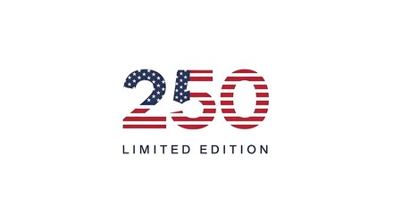 250 limited edition with the usa flag pattern on a white background.