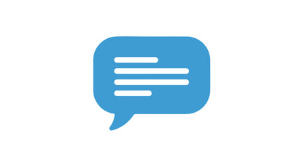 Stylized blue speech bubble graphic representing digital communication and conversation in online contexts for user interfaces