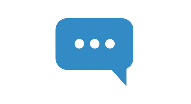 Blue speech bubble with three dots representing thinking or a pending message waiting to be composed