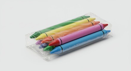 Fototapeta premium Colorful crayons in plastic packaging