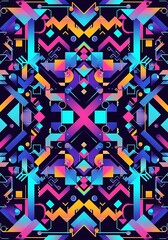 Fototapeta premium Abstract Geometry Kaleidoscope with Vibrant Gradient Colors and Shapes
