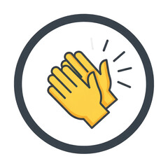 Yellow hands clapping in a dark circle symbolizing applause and appreciation icon