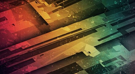 Vibrant abstract background of angled geometric structures with a gritty, textured finish.
