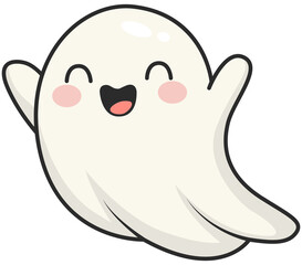 Spooky and Cute Halloween Cartoon Elements with Transparent Background Illustration