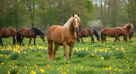 Fototapeta premium Horses in a meadow