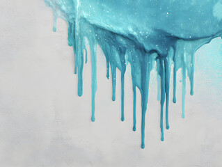 abstract turquoise ink dripping over soft gray backdrop, modern minimal artistic texture, high resolution design element for advertising, posters, and stylish interior decoration projects