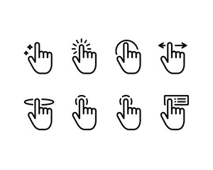 Fototapeta premium Black hand gesture icons for digital interaction click