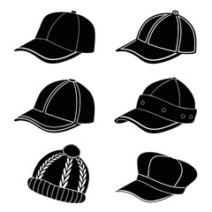Variety of Black and White Caps and Hats baseball cap