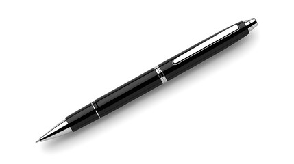 Sleek black ballpoint pen on a white background