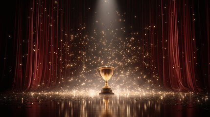 The champion's trophy under red background lighting