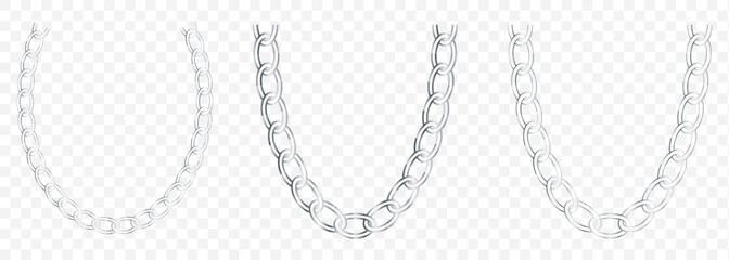 Metal Chain Pattern Vector – Decorative Gold and Silver Chain Art on Transparent Background. EPS 10.