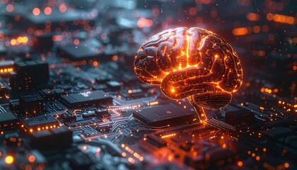 Artificial Intelligence Mind. Conceptual Digital Brain. AI Mind Digital Concept. 