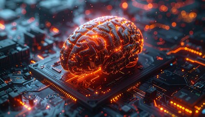 Artificial Intelligence Mind. Conceptual Digital Brain. AI Mind Digital Concept. 