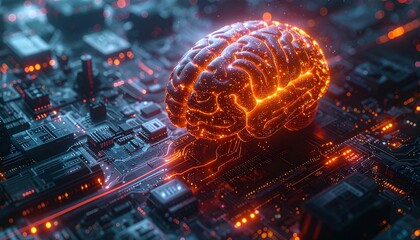Artificial Intelligence Mind. Conceptual Digital Brain. AI Mind Digital Concept. 