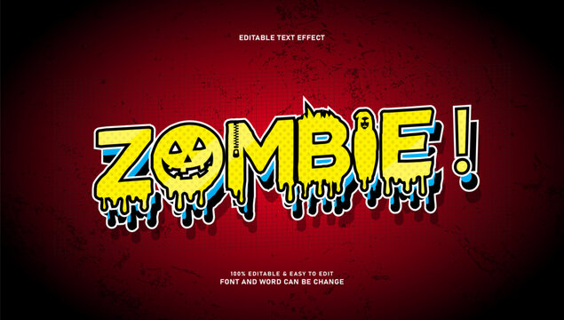 Zombie text effect with editable melting font style