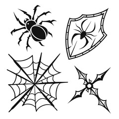 Spider and Gothic Icons Keywords: spider, web, spiderweb, shield, crest, gothic, cross, symbol