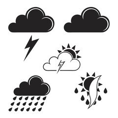 Weather Icons Sun Moon Rain Lightning Clouds Silhouette