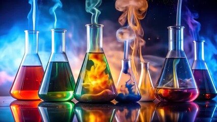 Chemical Reactions in Beakers - A Colorful Science Experiment. - Powered by Adobe