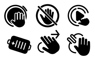 Touch Gestures: A set of illustrative icons showcasing various touch gestures used in modern technology, offering a visual guide to interaction and control.