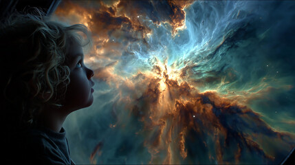 Boy Peeking into the Universe　宇宙を覗く少年