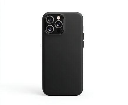 A sleek black phone case showcasing a modern design with camera lenses