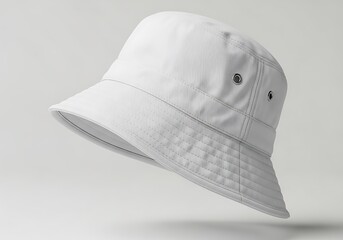 White Bucket Hat Mockup, Stylish Summer Headwear with Textured Surface, Blank Template for Design