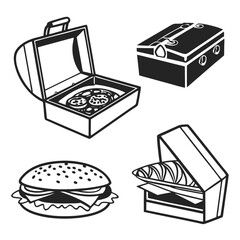 Collection of lunchbox and food icons sandwich burger