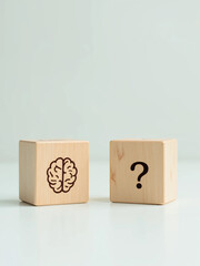 Fototapeta premium Wooden blocks symbolizing ideas and problem solving